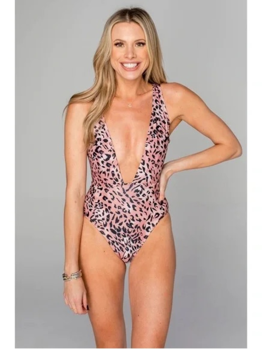 Pink Lily Black Leopard Print one piece bathing suit